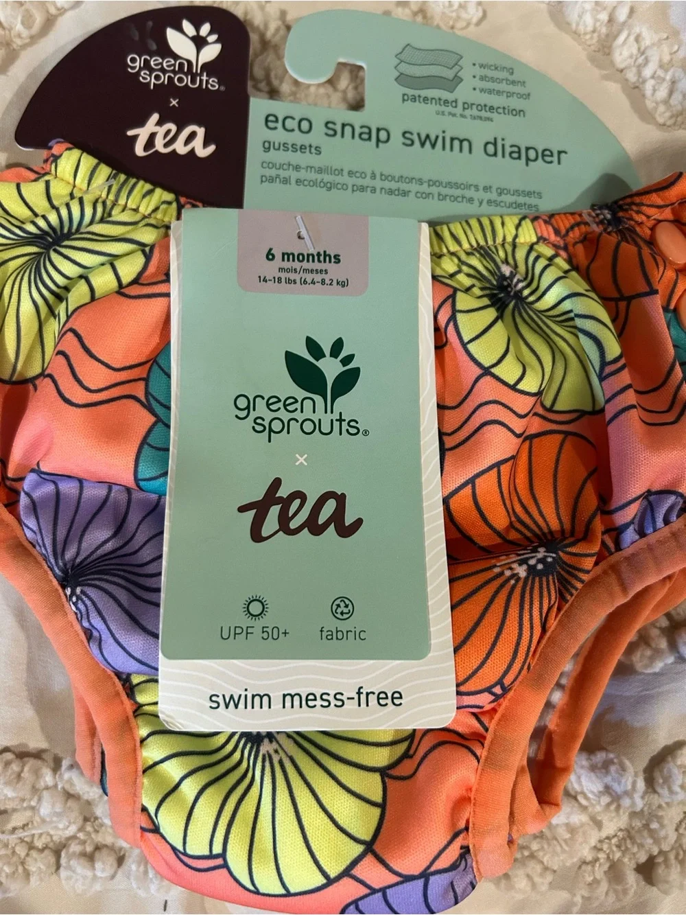 Green Sprouts / Tea Kids Swim Trunks - Pink Stripe, Orange Floral, Blue Print